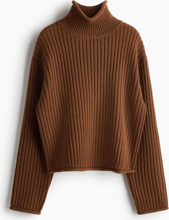 H&M Gerippter Wollpullover - Beige