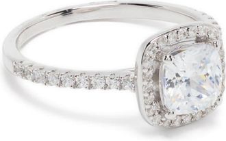 APM Monaco small square pav&eacute; ring - women - Cubic Zirconia/Sterling Silver - 58