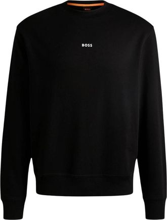 HUGO BOSS Zwarte trui met bedrukt logo - Heren - Sweatshirts - Zwart - XL - Katoen - Hoodies & sweatvesten