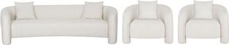 Manhattan Comfort 3Pc Modern Sylvia Tweed 103.5In Sofa & 2 Accent Chairs With Accent Pillows