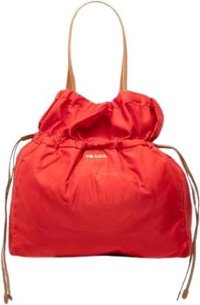 Prada Pre-owned Nylon Tote Bag - Dames - Vintage Shopper - Rood - ONE Size - Nylon - Vintage