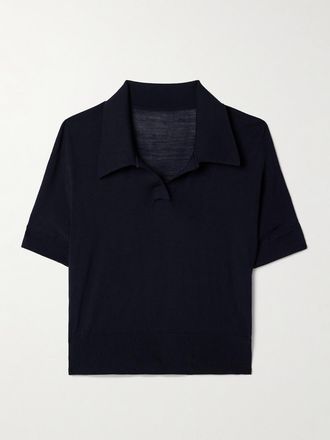 Khaite Polo Cropped In Misto Lana Morgan - Blu