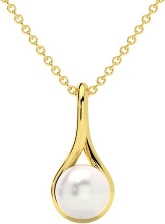 Pompeii3 7mm Pearl Solitaire Pendant 14k Gold 18 Necklace 18mm Tall