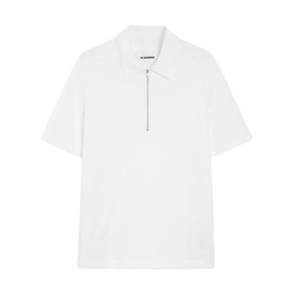 Jil Sander Polo Shirts, male, White, Size: M Zip-up polo shirt