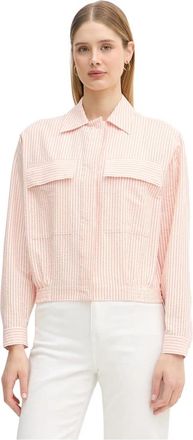 Lacoste Gestreepte Seersucker Jas - Dames - Zomerjassen - Roze - L - Katoen - Jassen