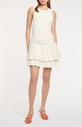 Cinq &agrave; Sept Reena Pleat Detail Sleeveless Dress in Ivory at Nordstrom, Size 12