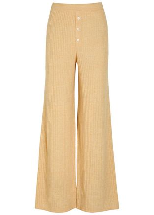 Guest In Residence Everywear Wide-leg Cashmere and Linen-blend Trousers - Yellow - S (UK8-10 / S)