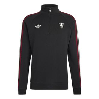 adidas Zip-throughs, male, Black, XL, Manchester United Originals Half Zip Top