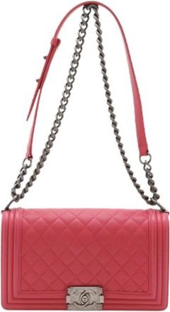 Chanel Pre-owned Boy Flap - Dames - Vintage Schoudertas - Roze - ONE Size - Leer - Vintage
