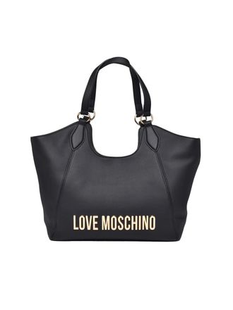 Love Moschino Black Iconic Logo Rectangular Polyurethane Tote Bag