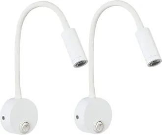 OEM Set Di 2 Lampade Da Lettura Da Parete Bianche Da 3w Con Braccio Flessibile Regolabile In Alluminio, Lampada Da Scrivania E Da Comodino A Led Anti-luce