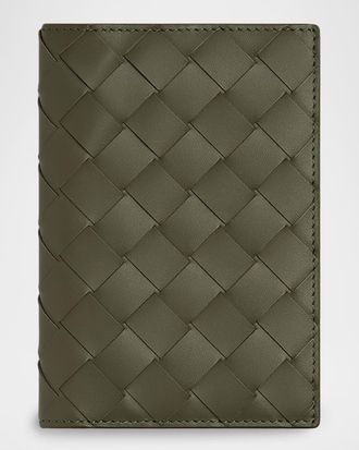 Bottega Veneta Mens Intrecciato Leather Passport Case