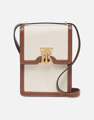 Burberry Womens Mini Robin TB Canvas & Leather Bag - Cream - Size: UNI