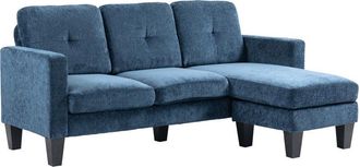 HOMCOM Homcom - Sof&aacute; Esquinero Sof&aacute; En Forma De L Tapizado En Poli&eacute;ster Sof&aacute; Chaise Longue Reversible Con 3 Cojines 186x130x84 Cm