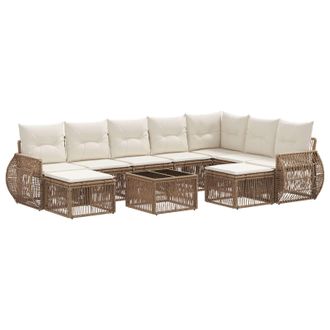 vidaXL Conjunto De Sof&aacute;s De Jard&iacute;n 10 Pcs Beige Rat&aacute;n Sint&eacute;tico Vidaxl