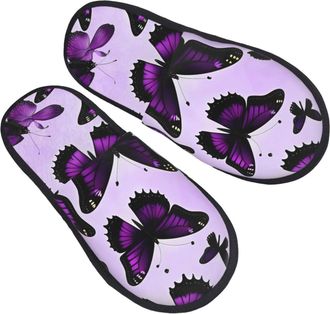 Generic Purple Butterflies Men Women House Shoes Breathable House Slippers Soft Slippers For Outdoor Winter Bedroom L
