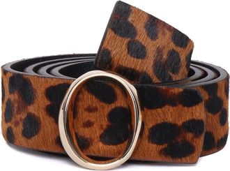 Orciani Leopard Print Calfskin Slim Belt