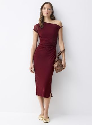 Twik Womens Asymmetrical-collar one-shoulder maxi dress