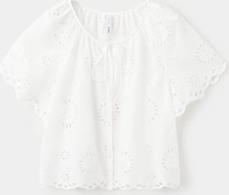 Mango Blusa traforata ricami bianco sporco - Donna - XS - MANGO