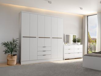 Vente-Unique Armadio 6 ante e 3 cassetti L180 cm Bianco - PEROLI