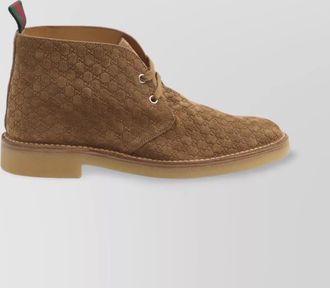 Gucci suede lace-up boots web ribbon