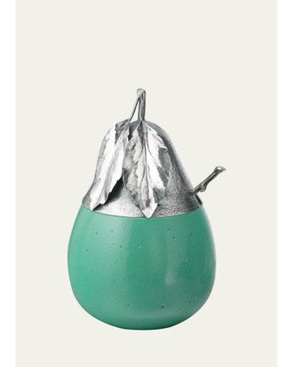Buccellati Murano Glass & Sterling Silver Green Pear Jam Jar