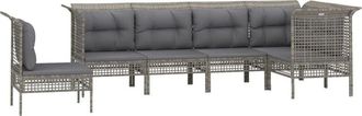 vidaXL Vidaxl - Set De Muebles De Jard&iacute;n 6 Pzas Y Cojines Rat&aacute;n Sint&eacute;tico Gris