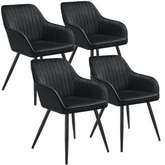 TecTake Dining Chair Marilyn Set Of 4 - Black/Black in Black | Size: 4 Pack