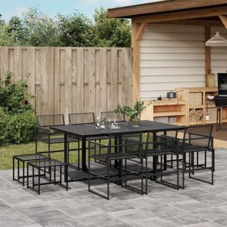 vidaXL Set De Comedor De Jard&iacute;n 11 Pzas Rat&aacute;n Sint&eacute;tico Negro Vidaxl