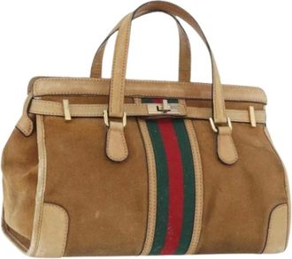 Gucci Pre-owned Handbags, female, Brown, Size: ONE SIZE Pre-owned Suede Handbag