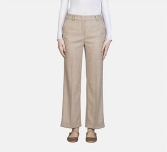 Via Masini Herringbone Pant In Brown