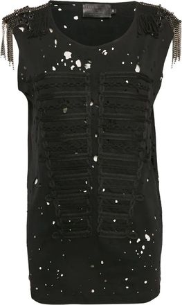 Philipp Plein Tanktop verfraaid met kristallen - Zwart