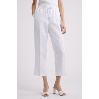 Anne Klein Linen Blend Drawstring Pants in Crisp White at Nordstrom, Size X-Large