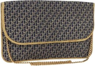 Dior Pre-owned Clutches, female, Blue, Size: ONE SIZE Pre-owned Vintage Trotter Canvas Shoulder Bag