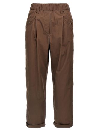 Brunello Cucinelli Brown Cotton Casual Womens Pants