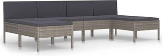vidaXL Vidaxl - Set De Muebles De Jard&iacute;n 6 Pzas Y Cojines Rat&aacute;n Sint&eacute;tico Gris