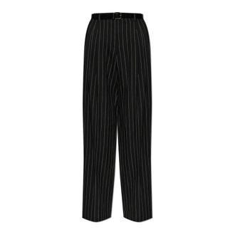Dolce & Gabbana Wide Trousers, female, Black, Size: 2XS Pinstripe Trousers