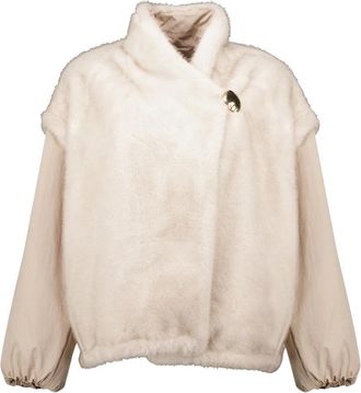 Moncler Chardonneret 2-in-1 Omkeerbare Teddy Donsjas - Dames - Jassen - Beige - M - Polyester - Jassen