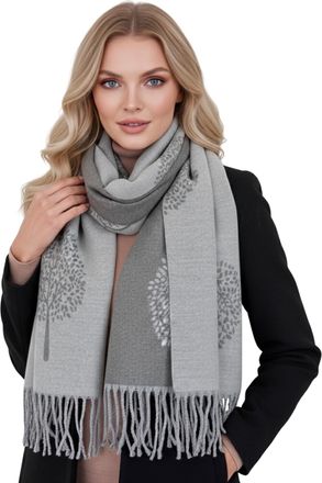 The Accessory Co. Cashmere Tree of Life Scarf - Reversible Pashmina Shawl, Winter scarf for women, Large Wrap, Warm and Soft Scarf, Tree of Life Print, Long Ladies Wrap