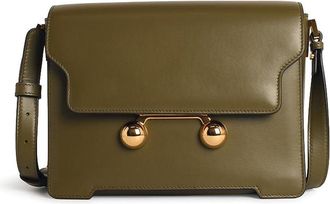 Marni Medium Shoulder Bag In Green Leather
