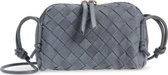 Bottega Veneta Concert Intrecciato Suede Crossbody Bag in Cloudy Indigo at Nordstrom