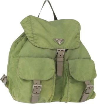 Prada Pre-owned Nylon Rugzak - Dames - Vintage Rugzakken - Groen - ONE Size - Nylon - Vintage