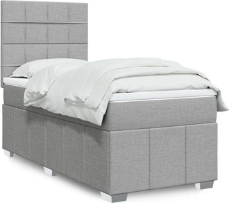 vidaXL Cama Box Spring Con Colch&oacute;n Tela Gris Claro 80x200 Cm Vidaxl