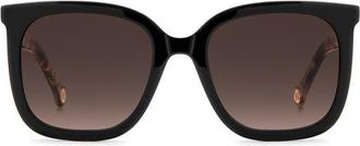 Carolina Herrera 55mm Gradient Square Sunglasses in Black/brown at Nordstrom