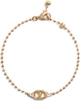 Valentino Garavani Ovalette crystal bracelet - women - Metal/Swarovski Crystal - M - Gold