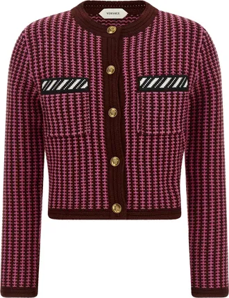 Versace Multicolor Virgin Wool Womens Cardigan
