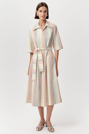 Exquise Keitha Belted Striped Midi Dress in Multi Color at Nordstrom, Size X-Small