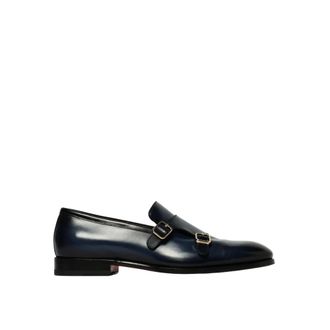Santoni Leather Double Monk Shoes
