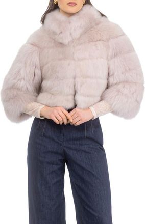Gorski Genuine Shearling Bolero, Cropped Sleeves in Blush at Nordstrom, Size Medium