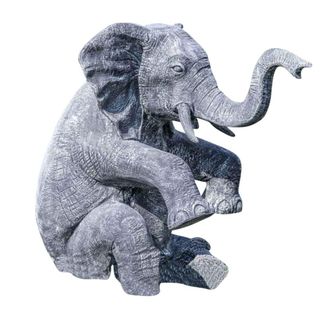 Wanda Collection Estatua elefante con p&aacute;tina negra gris sentado 95 cm